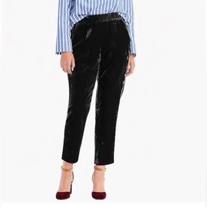 NWT NEW WITH TAGS JCrew black crushed velvet pull on easy pants size petite 6.